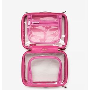 NWT Calpak Medium Clear Cosmetics Case in Dragon fruit